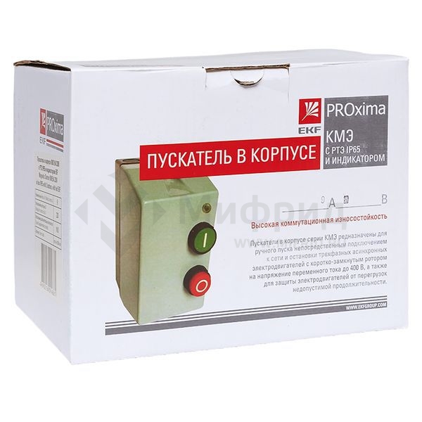 Пускатель ПМЛ-1 9А 230В AC 1НО IP65 с теплов. реле 7-10А в корпусе с индикацией EKF ctrp-r-9-230v-led