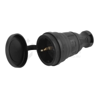 Разъем прямой 16А IP44 с заземл. каучук. черн. R8-B-IP44 Эра Б0044541