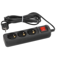 Удлинитель 3х5м с заземл. 10А с выкл. ПВС 3х0.75 черн. UX-3es-5m-B Эра Б0057729 Удлинитель 3х5м с заземл. 10А с выкл. ПВС 3х0.75 черн. UX-3es-5m-B Эра Б0057729