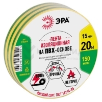 Изолента ПВХ 15ммх20м желт./зел. ET1520YG Эра C0036548