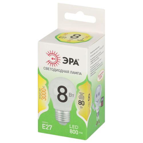 Лампа светодиодная GREEN LINE P45-8W-830-E27 GL 8Вт шар 3000К свет тепл. E27 Эра Б0067023 Лампа светодиодная GREEN LINE P45-8W-830-E27 GL 8Вт шар 3000К свет тепл. E27 Эра Б0067023