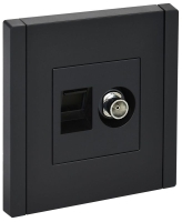 Розетка 2-м TV+RJ45 кат.5E FORTE&PIANO FP136 черн. IEK FP-AK20-1-K02