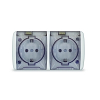 Розетка 2-м ОП Клио 16А IP54 с заземл. с прозр. крышкой бел. Universal К2232 Розетка 2-м ОП Клио 16А IP54 с заземл. с прозр. крышкой бел. Universal К2232