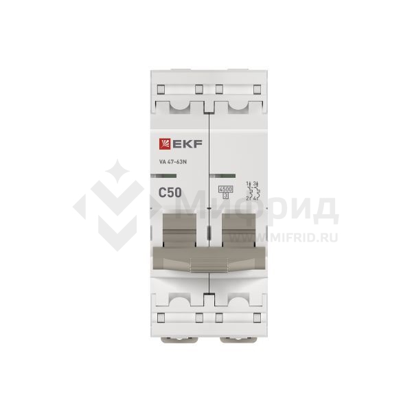 Выключатель автоматический модульный 2п C 50А 4.5кА ВА 47-63N PROxima EKF M634250C