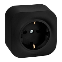 Розетка 1-м ОП Quteo 16А IP20 250В 2P+E с заземл. защ. шторки черн. матов. IEK 782476