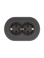 Розетка 2-м СП OSEN с заземл. ПБТ круглая механизм черн. бархат LEZARD 744-4200-127B