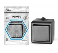 Выключатель 1-кл. ОП Dita IP54 10А 250В карбон TOKOV ELECTRIC TKL-DT-V1-C14-IP54