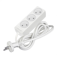 Удлинитель 3х1.5м без заземл. 10А IP20 2.2кВт ПВС 2х0.75 бел. DOMTOK 2370