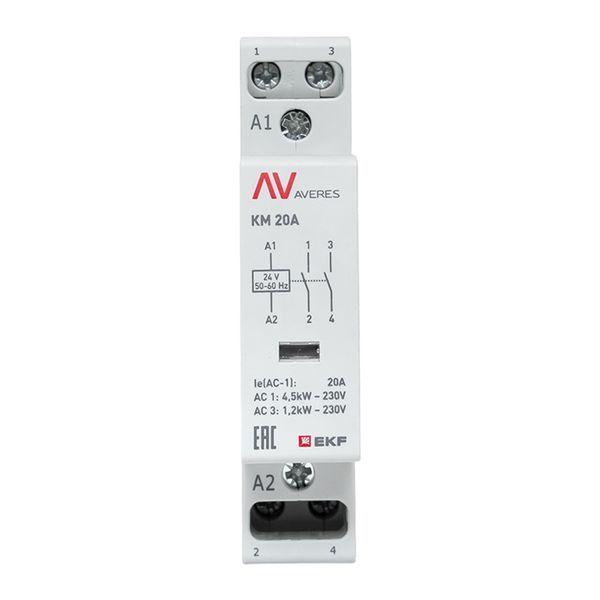 Контактор модульный КМ 20А 2NО 24В AC (1 мод.) AVERES EKF km-av-1-20-20-24V Контактор модульный КМ 20А 2NО 24В AC (1 мод.) AVERES EKF km-av-1-20-20-24V