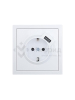 Розетка 1-м ZIMA IP20 + USB с заземл. механизм бел. LEZARD 704-0288-181