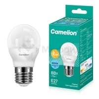 Лампа светодиодная LED8-G45/845/E27 8Вт шар 4500К бел. E27 750лм 220В Camelion 12394
