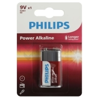 Элемент питания алкалиновый "крона" 6LR61 9В Power (блист.1шт) 6LR61P1B/51 Philips Б0062717