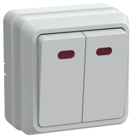 Выключатель 2-кл. ОП Октава 10А IP20 ВС20-2-1-ОБ с индикацией бел. GENERICA EVO21-K01-10-DC