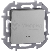 Выключатель 1-кл. 1п 1мод. СП Inspiria 10А IP20 250В 10AX с подсветкой/индикацией механизм алюм. IEK 673612