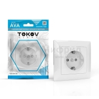 Розетка 1-м СП AVA 16А IP20 с заземл. защ. шторки в сборе бел. TOKOV ELECTRIC TKL-AV-R1FZSF-C01