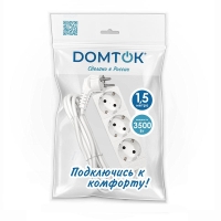 Удлинитель 3х1.5м с заземл. 16А IP20 3.5кВт ПВС 3х1 бел. DOMTOK 2389 Удлинитель 3х1.5м с заземл. 16А IP20 3.5кВт ПВС 3х1 бел. DOMTOK 2389