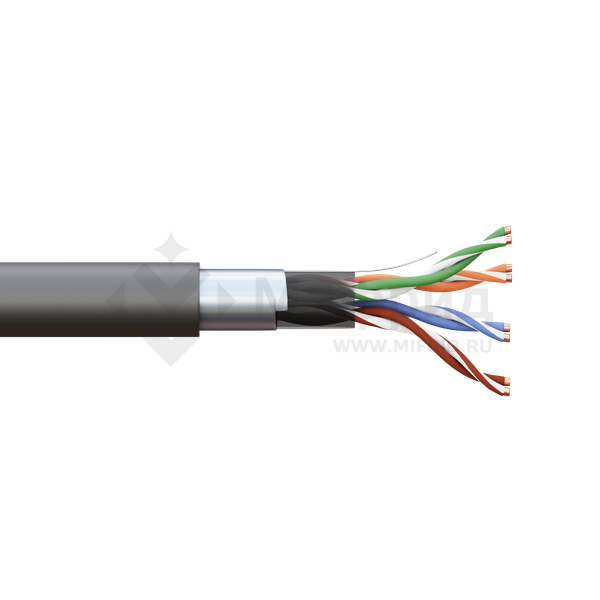 Кабель витая пара F/UTP кат.5E 4 пары 24 AWG solid внешн. LDPE черн. (м) TERACOM PRO EKF TRP-5EFTP-04PE-BK-OUT3