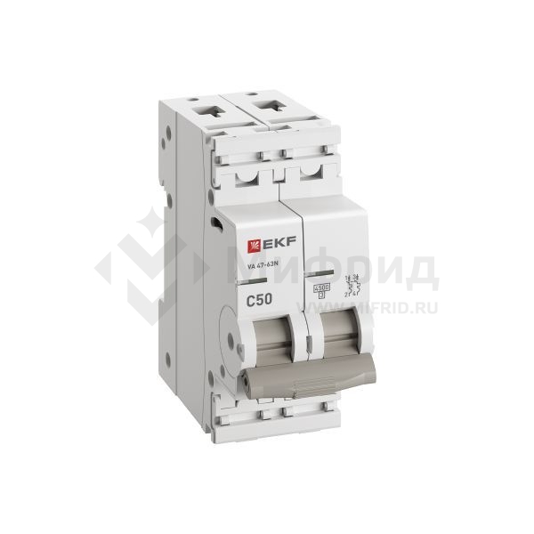 Выключатель автоматический модульный 2п C 50А 4.5кА ВА 47-63N PROxima EKF M634250C