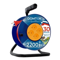 Удлинитель на катушке 4х30м без заземл. 10А IP20 2.2кВт ПВС 2х1 DOMTOK 2438 Удлинитель на катушке 4х30м без заземл. 10А IP20 2.2кВт ПВС 2х1 DOMTOK 2438