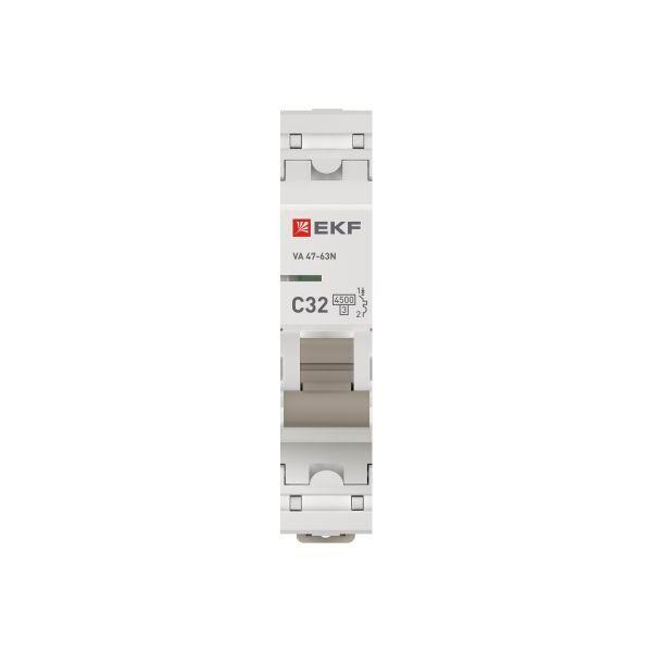 Выключатель автоматический модульный 1п C 32А 4.5кА ВА 47-63N PROxima EKF M634132C Выключатель автоматический модульный 1п C 32А 4.5кА ВА 47-63N PROxima EKF M634132C