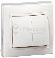 Выключатель 2-кл. СП Кварта ВС10-2-0-КБ-44 10А IP44 бел. GENERICA KV-V20-10-44-K01