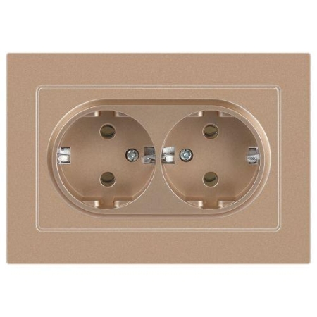 Розетка 2-м СП Accent 6-205-04 16А IP20 250В 2P+E Schuko AL/CU шампань Intro Б0063492 Розетка 2-м СП Accent 6-205-04 16А IP20 250В 2P+E Schuko AL/CU шампань Intro Б0063492