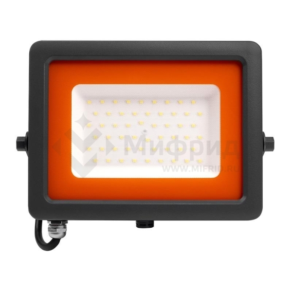 Прожектор светодиодный PFL-S2 50Вт 6500К IP65 220–240В ДО с клапаном закален. матов. стекло сер. JazzWay 2853301D