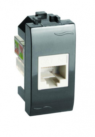 Розетка компьютерная 1-м СП 1мод. Brava RJ45 кат.5E черн. DKC 77654N Розетка компьютерная 1-м СП 1мод. Brava RJ45 кат.5E черн. DKC 77654N