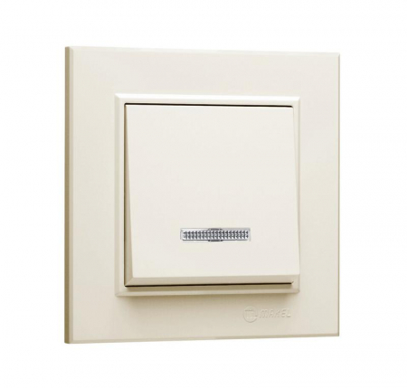 Выключатель 1-кл. СП Karea 10А IP20 с подсветкой крем. Makel 56010021