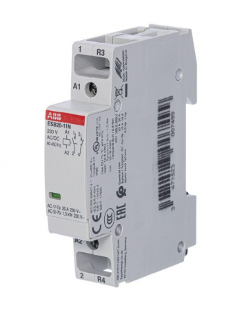 Контактор ESB20-11N-06 модульный (20А АС-1 1НО+1НЗ) катушка 230В AC/DC ABB 1SBE121111R0611 Контактор ESB20-11N-06 модульный (20А АС-1 1НО+1НЗ) катушка 230В AC/DC ABB 1SBE121111R0611