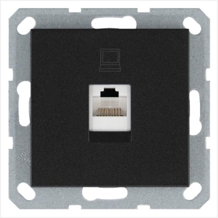 Розетка компьютерная 1-м RJ45 IP20 кат. 5E механизм антрацит Jasmart G6105B Розетка компьютерная 1-м RJ45 IP20 кат. 5E механизм антрацит Jasmart G6105B