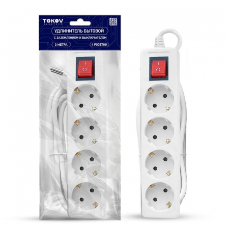 Удлинитель 4х3м с заземл. с выкл. 16А 3х1 TOKOV ELECTRIC TKE-C01-BU4-3-1-ZV Удлинитель 4х3м с заземл. с выкл. 16А 3х1 TOKOV ELECTRIC TKE-C01-BU4-3-1-ZV