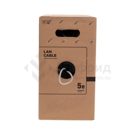 Кабель витая пара U/UTP кат.5E PVC 4PR 24AWG INDOOR SOLID сер. (уп.305м) РФ Rexant 01-0043-R