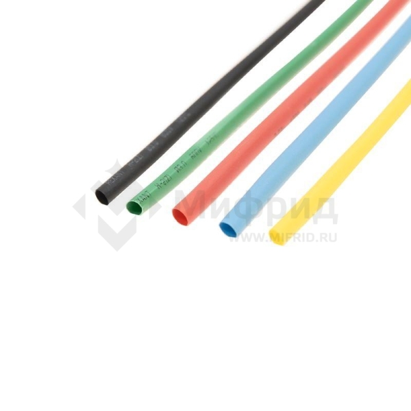 Набор трубок термоусадочных ТУТ нг 3.0/1.5 5 цветов 1м (уп.50шт) Rexant 29-0152