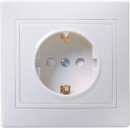 Розетка 1-м СП Кварта РСш10-3-КБ 16А IP20 с заземл. защ. шторки бел. GENERICA ERK11-K01-16-DM