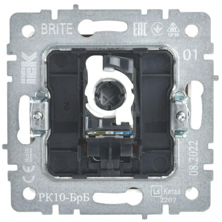 Розетка компьютерная СП RJ45 кат.5E BRITE РК10-БрБ механизм бел. IEK BR-K10-1-K01 Розетка компьютерная СП RJ45 кат.5E BRITE РК10-БрБ механизм бел. IEK BR-K10-1-K01