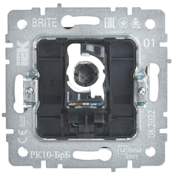 Розетка компьютерная СП RJ45 кат.5E BRITE РК10-БрБ механизм бел. IEK BR-K10-1-K01 Розетка компьютерная СП RJ45 кат.5E BRITE РК10-БрБ механизм бел. IEK BR-K10-1-K01