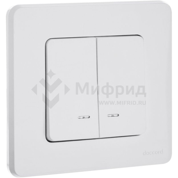 Выключатель 2-кл. 1п 1мод. СП Inspiria 10А IP20 250В 10AX с подсветкой/индикацией механизм бел. IEK 673630