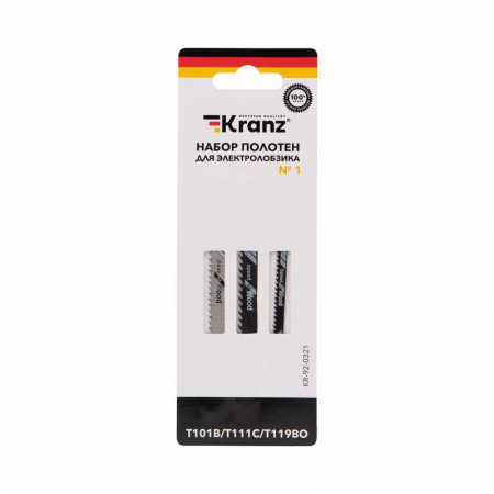 Набор полотен для электролобзика № 1 T101B/T111C/T119BO 3шт Kranz KR-92-0321 Набор полотен для электролобзика № 1 T101B/T111C/T119BO 3шт Kranz KR-92-0321