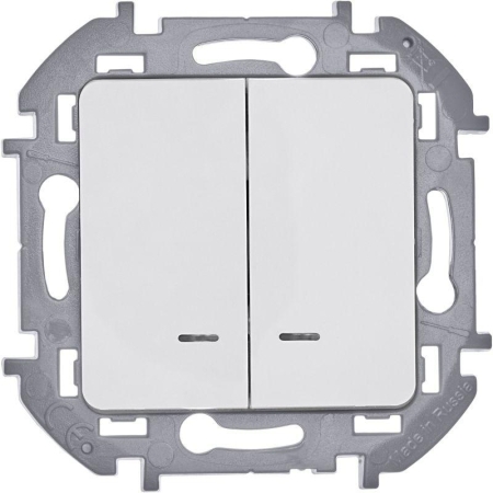 Выключатель 2-кл. Inspiria 10А IP20 250В 10AX с подсветкой/индикацией механизм бел. IEK 673630