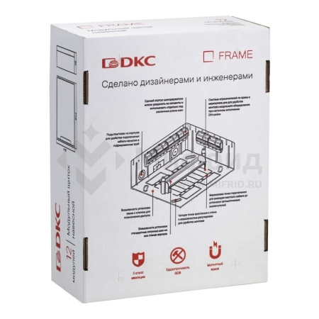 Щиток настенный Фрейм (FRAME) 12мод. с тонированной дверцей с 2 шин PEN на 8+6 отверст. бел. DKC F12W1WD
