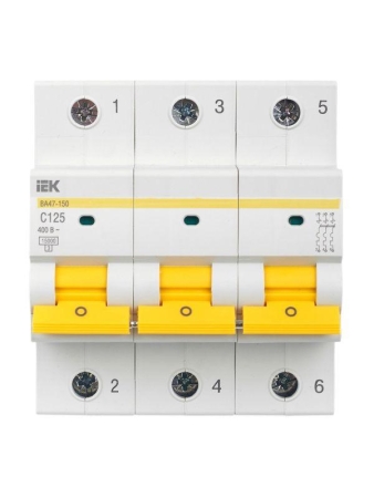 Выключатель автоматический модульный 3п C 125А 15кА ВА47-150 KARAT IEK MVA50-3-125-C Выключатель автоматический модульный 3п C 125А 15кА ВА47-150 KARAT IEK MVA50-3-125-C