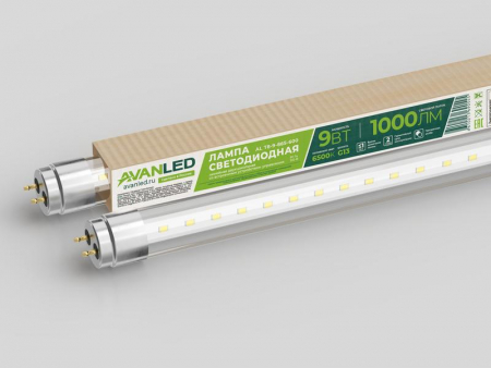 Лампа светодиодная AL T8-9-865-600 9Вт прозрачная 6500К холод. бел. G13 1000лм 195-265В (пр-во РФ) AVANLED 11206651 Лампа светодиодная AL T8-9-865-600 9Вт прозрачная 6500К холод. бел. G13 1000лм 195-265В (пр-во РФ) AVANLED 11206651
