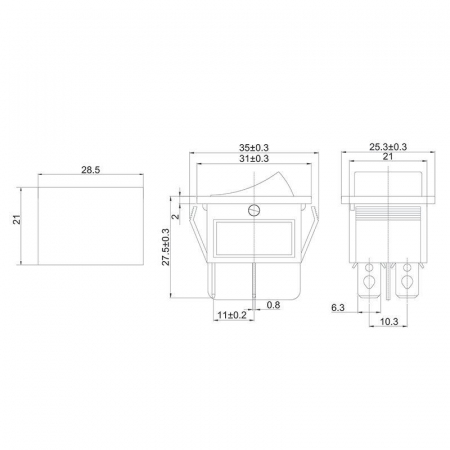 Выключатель клавишный 250В 16А (4с) ON-OFF с подсветкой зел. (RWB-502; SC-767; IRS-201-1) Rexant 36-2332