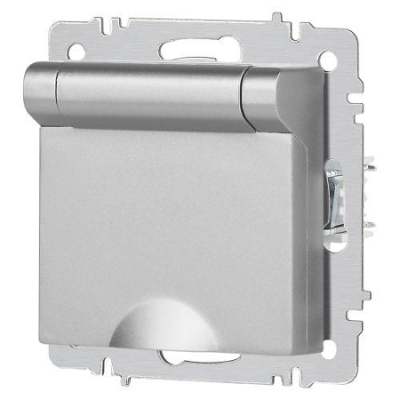 Розетка 1-м СП Accent 6-203-03 16А IP20 250В 2P+E Schuko с крышкой алюм. Intro Б0063721 Розетка 1-м СП Accent 6-203-03 16А IP20 250В 2P+E Schuko с крышкой алюм. Intro Б0063721