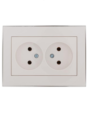 Розетка 2-м СП Rain 16А IP20 без заземл. с хром. боковой вставкой керамика бел. LEZARD 703-0225-128 Розетка 2-м СП Rain 16А IP20 без заземл. с хром. боковой вставкой керамика бел. LEZARD 703-0225-128