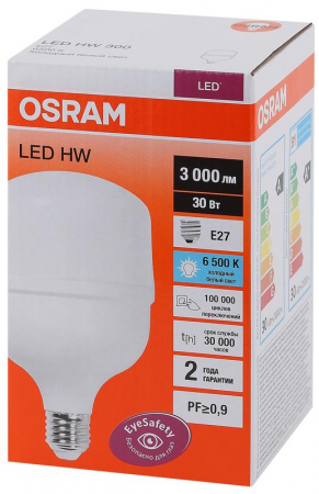 Лампа светодиодная высокомощная LED HW 30Вт T матовая 6500К холод. бел. E27 3000лм 140-265В угол пучка 200град. PF>/=09 (замена 300Вт) OSRAM 4058075576797 Лампа светодиодная высокомощная LED HW 30Вт T матовая 6500К холод. бел. E27 3000лм 140-265В угол пучка 200град. PF>/=09 (замена 300Вт) OSRAM 4058075576797