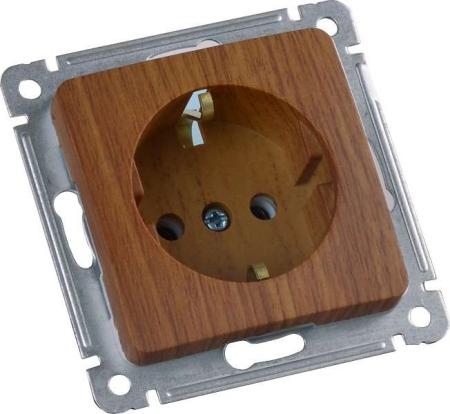 Розетка 1-м СП с заземл. механизм дуб HEGEL РС16-411-05 Розетка 1-м СП с заземл. механизм дуб HEGEL РС16-411-05