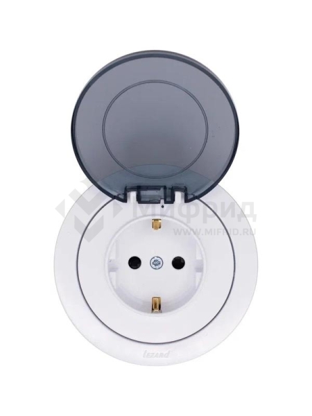 Розетка 1-м СП OSEN с заземл. с крышкой ПБТ бел. LEZARD 743-0288-123B
