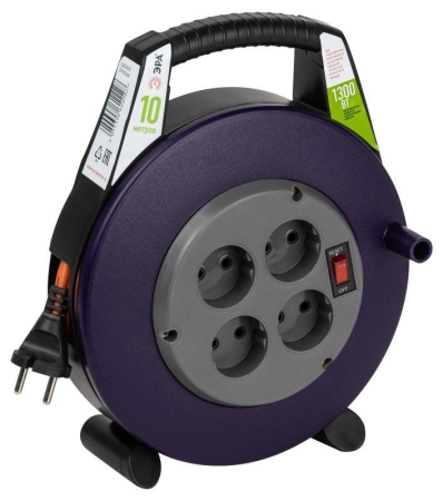 Удлинитель в закрыт. корпусе 4х10м без заземл. 6А с выкл. BPx-4-2x0.75-10m ПВС 2x0.75 Эра Б0052923